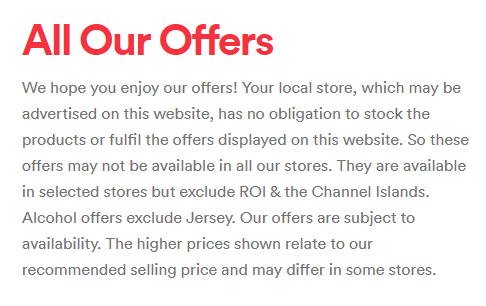Promotional offers terms and conditions excluding ROI and Channel Islands, subject to availability and store participation