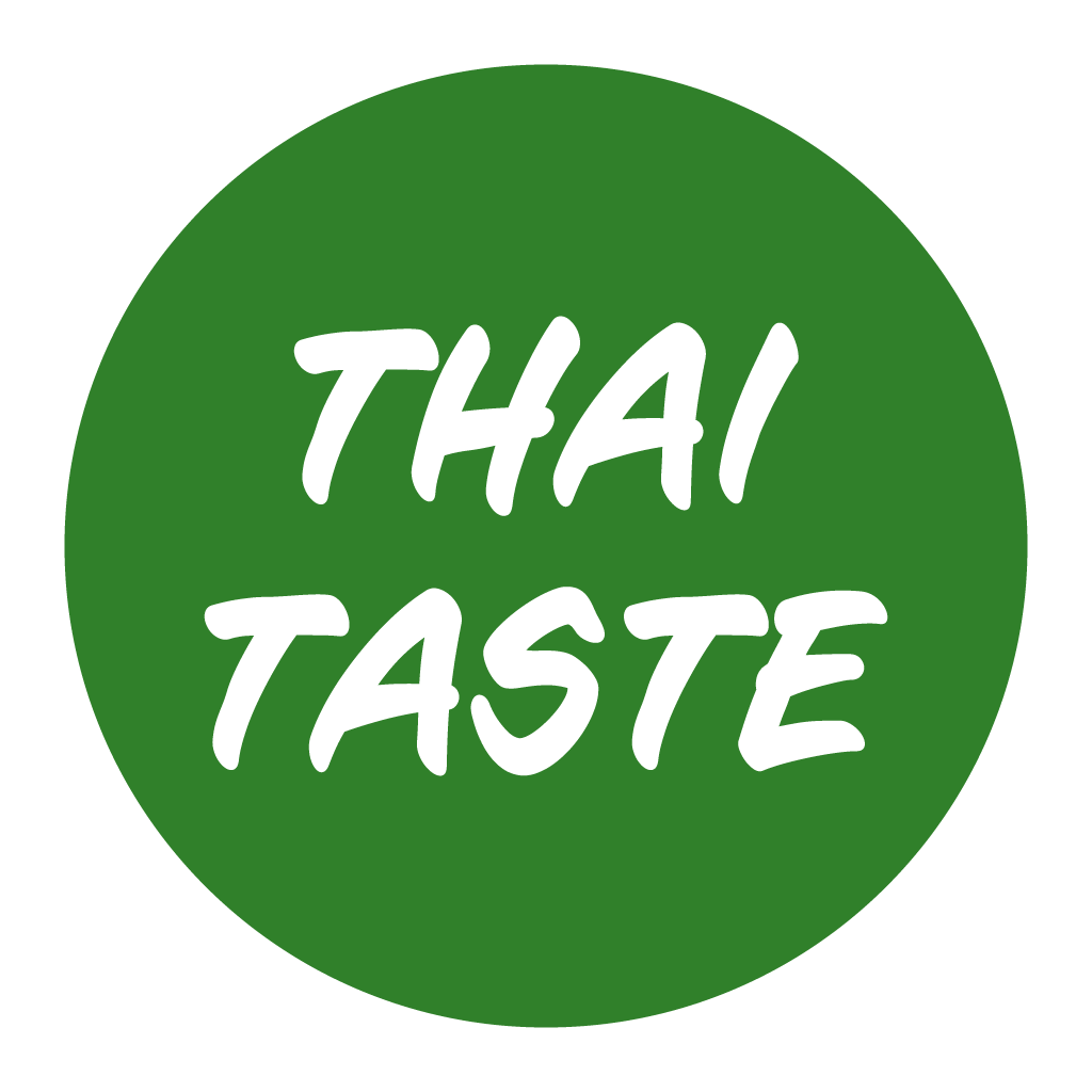 Logo featuring white Thai Taste text on a green circular background representing authentic Thai cuisine branding