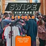 Crowds browse vintage clothing at Swipe Vintage Lincoln event, Stack Lincoln, Sunday 17th May, 10am to 4pm