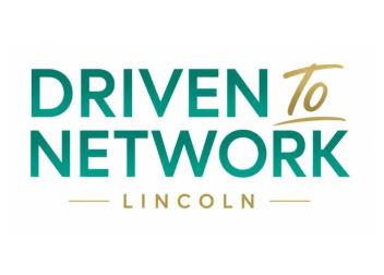 Driven to Network Lincoln logo in teal and gold showcasing business networking event branding