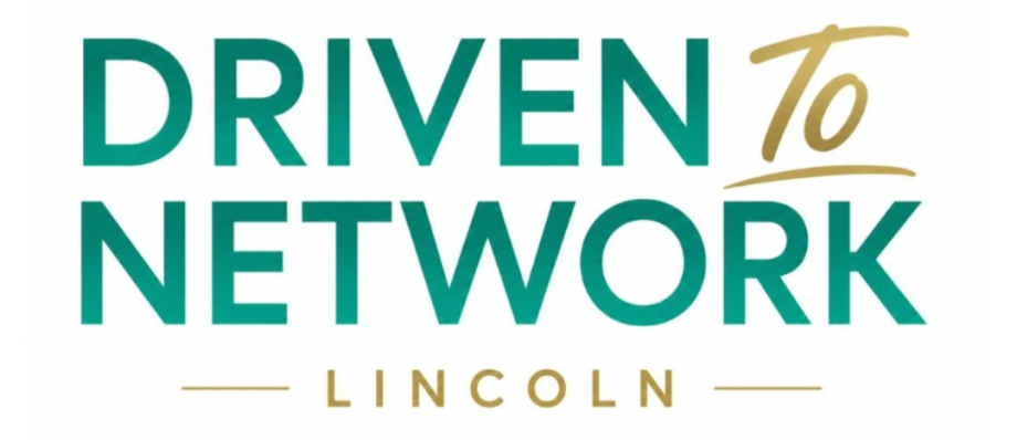 Driven to Network Lincoln logo in teal and gold showcasing business networking event branding
