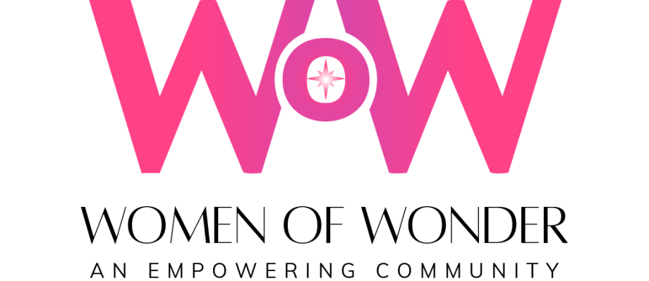 WOW logo in pink, representing Women of Wonder, an empowering community focusing on women's strength and unity