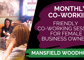 Women coworking at a friendly event for female entrepreneurs in Mansfield Woodhouse, promoting collaboration