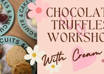 Chocolate truffles workshop with cream tea, featuring delicious scones, jam, and clotted cream for indulgent experience