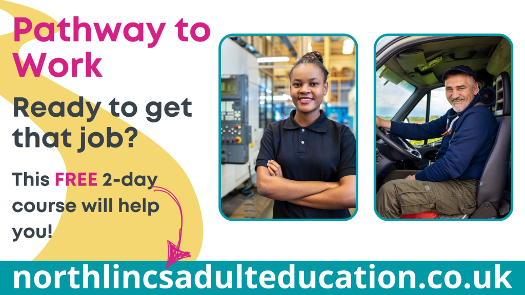 Pathway to Work course advert encouraging job readiness with diverse workers and free 2-day course information
