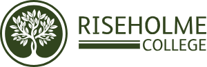 Riseholme College logo featuring a stylised tree inside a circular border, with green text and design elements